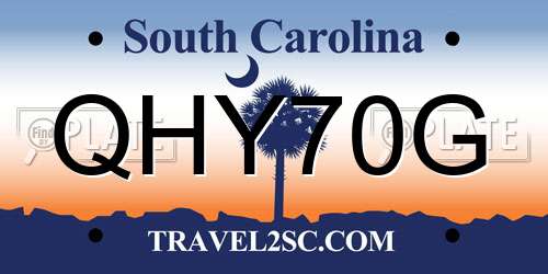 QHY70G South Carolina License Plate