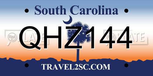 QHZ144 South Carolina License Plate