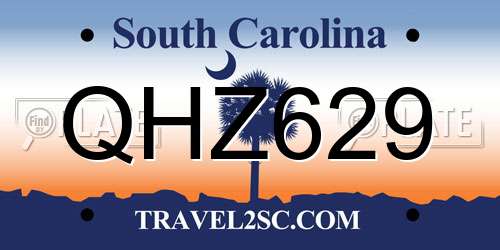 QHZ629 South Carolina License Plate