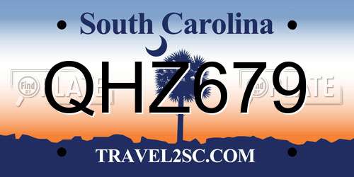QHZ679 South Carolina License Plate