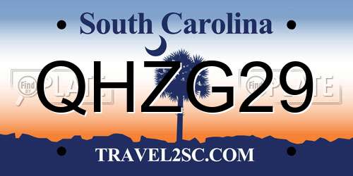 QHZG29 South Carolina License Plate