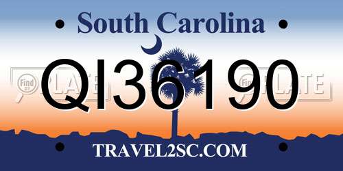QI36190 South Carolina License Plate
