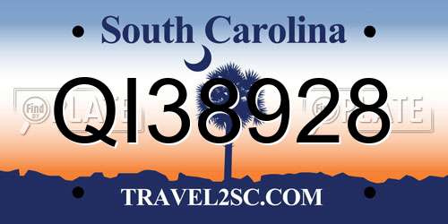 QI38928 South Carolina License Plate