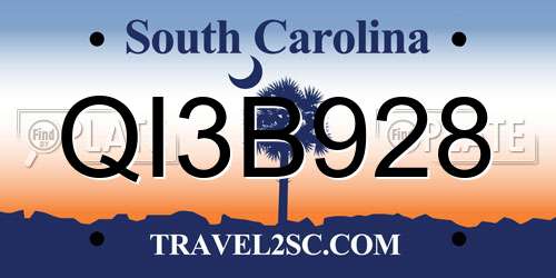 QI3B928 South Carolina License Plate