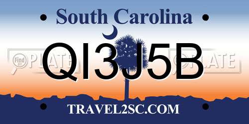 QI3J5B South Carolina License Plate