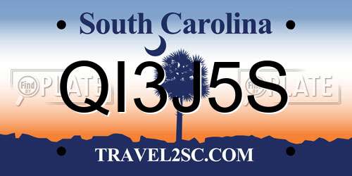 QI3J5S South Carolina License Plate