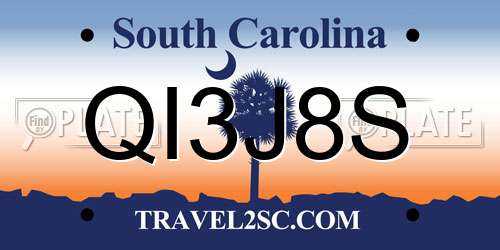QI3J8S South Carolina License Plate