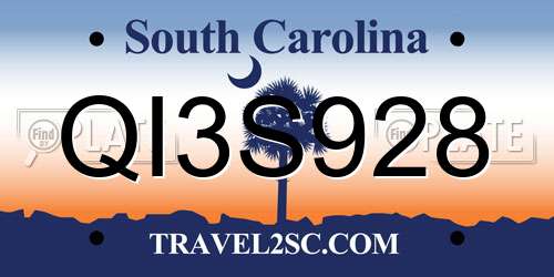 QI3S928 South Carolina License Plate