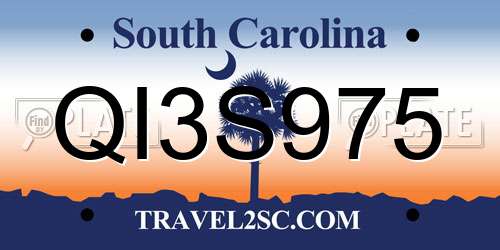 QI3S975 South Carolina License Plate