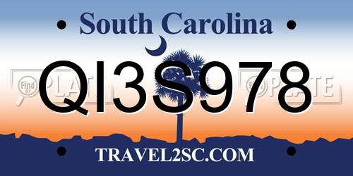 QI3S978 South Carolina License Plate