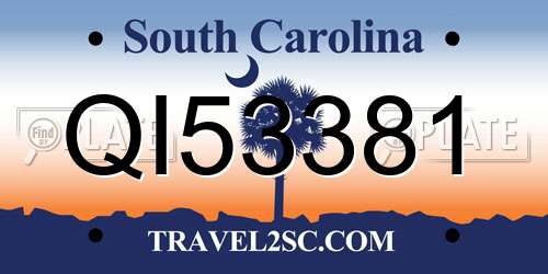 QI53381 South Carolina License Plate