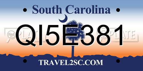QI5E381 South Carolina License Plate