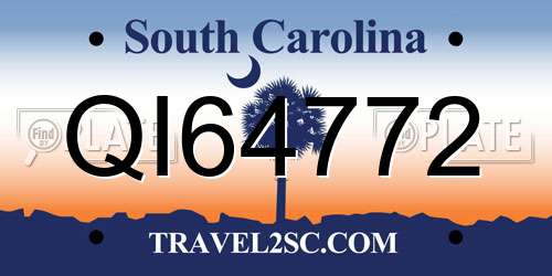 QI64772 South Carolina License Plate