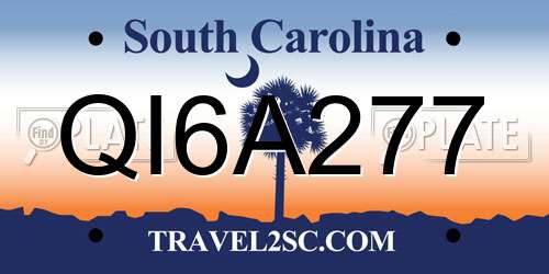QI6A277 South Carolina License Plate