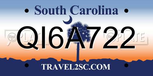 QI6A722 South Carolina License Plate