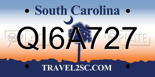 QI6A727 South Carolina License Plate