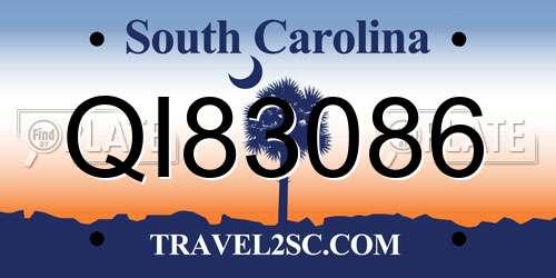 QI83086 South Carolina License Plate