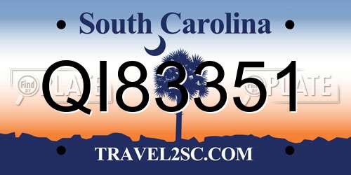QI83351 South Carolina License Plate