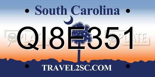 QI8E351 South Carolina License Plate