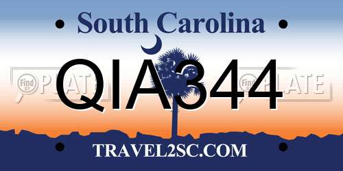 QIA344 South Carolina License Plate