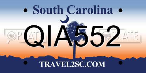 QIA552 South Carolina License Plate
