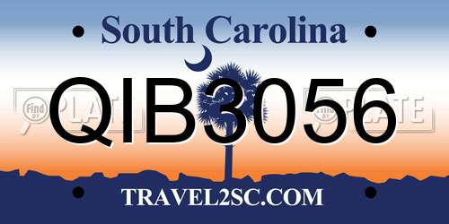 QIB3056 South Carolina License Plate