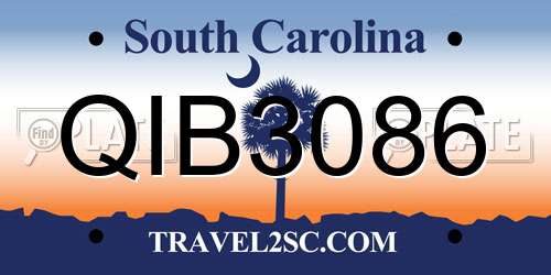 QIB3086 South Carolina License Plate