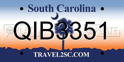 QIB3351 South Carolina License Plate