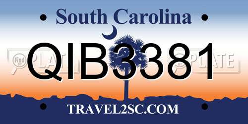 QIB3381 South Carolina License Plate