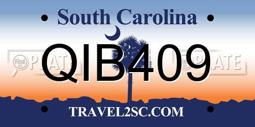 QIB409 South Carolina License Plate