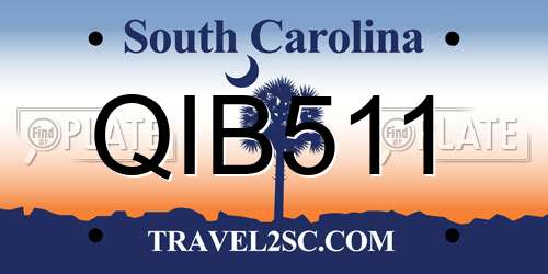 QIB511 South Carolina License Plate