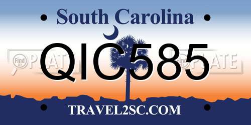 QIC585 South Carolina License Plate