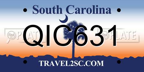 QIC631 South Carolina License Plate