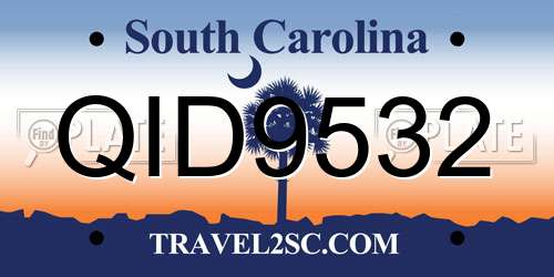 QID9532 South Carolina License Plate