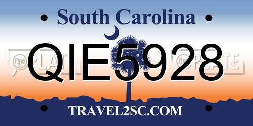 QIE5928 South Carolina License Plate