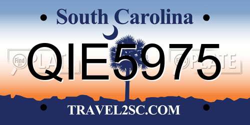 QIE5975 South Carolina License Plate
