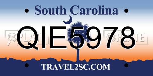 QIE5978 South Carolina License Plate