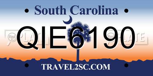 QIE6190 South Carolina License Plate