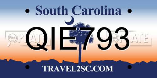 QIE793 South Carolina License Plate