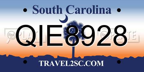 QIE8928 South Carolina License Plate