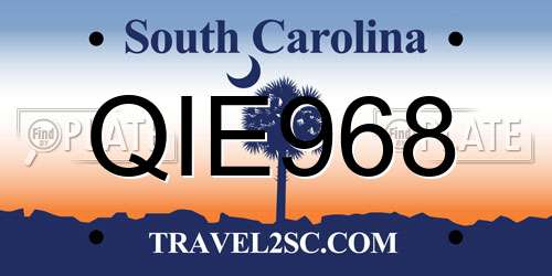 QIE968 South Carolina License Plate