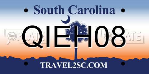 QIEH08 South Carolina License Plate