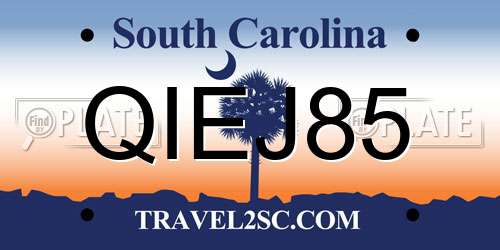 QIEJ85 South Carolina License Plate