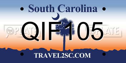 QIF105 South Carolina License Plate