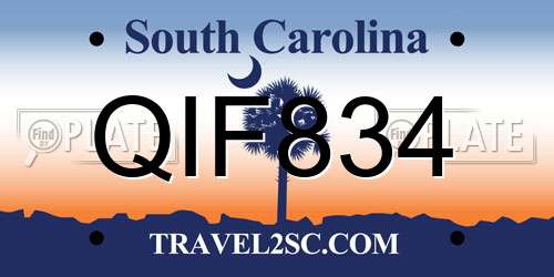 QIF834 South Carolina License Plate