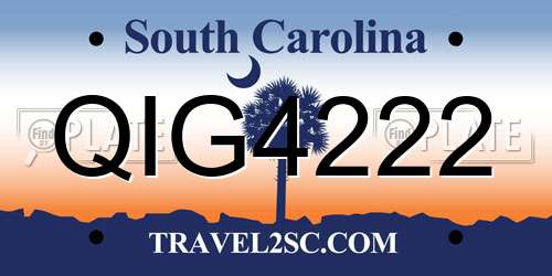 QIG4222 South Carolina License Plate