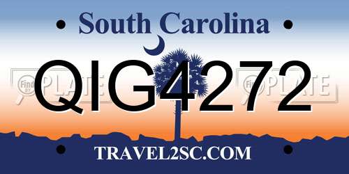 QIG4272 South Carolina License Plate