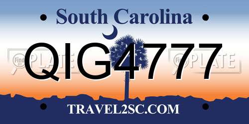 QIG4777 South Carolina License Plate