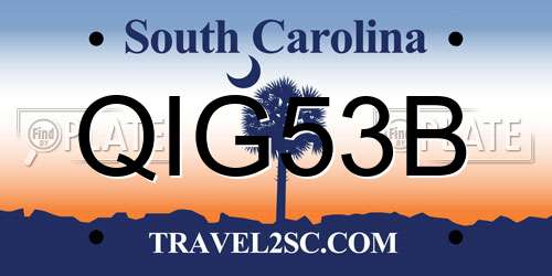 QIG53B South Carolina License Plate