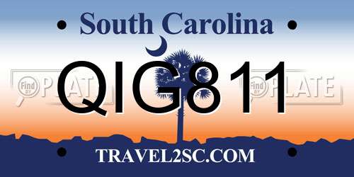 QIG811 South Carolina License Plate